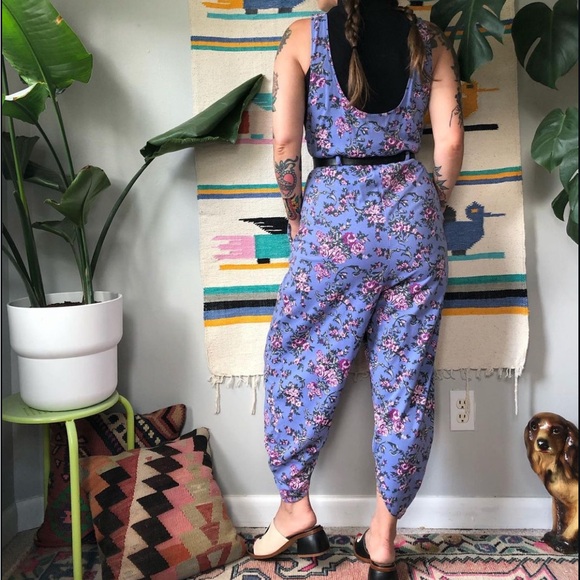 Vintage Retro 80's Floral Jumpsuit - Picture 4 of 6